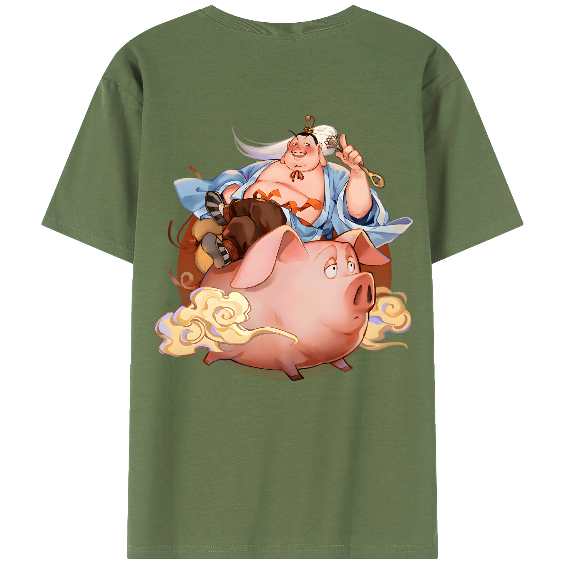 （画像用） Ne Zha 2 ナタ 魔童の大暴れ 綿100％ メンズ半袖Tシャツ（バックプリント） 通気性